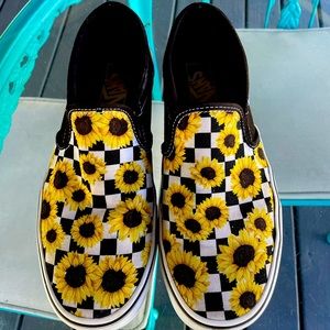 Vans shoes slip on sunflower